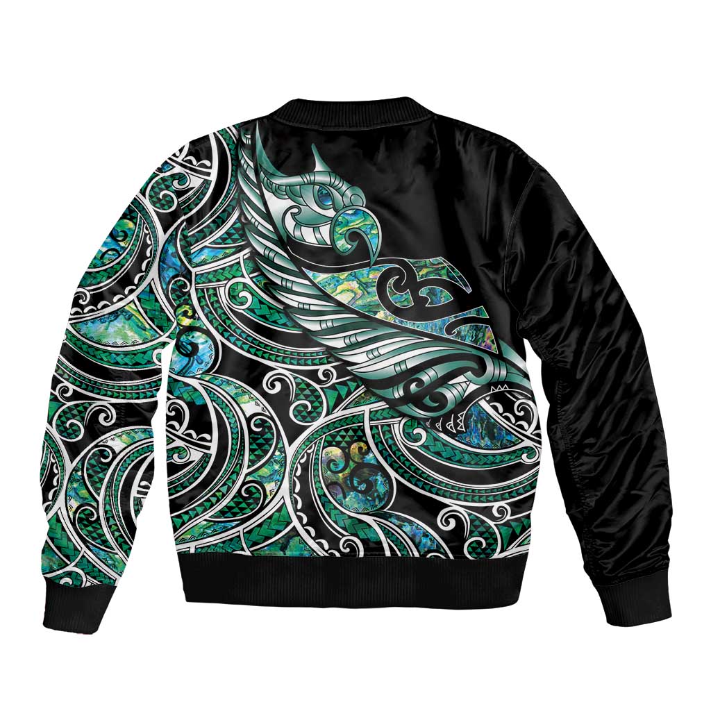Maori Matariki - Manaia Bomber Jacket Emerald Paua Shell LT7 - Polynesian Pride