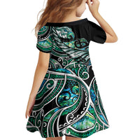 Maori Matariki - Manaia Family Matching Off Shoulder Maxi Dress and Hawaiian Shirt Emerald Paua Shell LT7 - Polynesian Pride