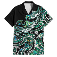 Maori Matariki - Manaia Family Matching Puletasi and Hawaiian Shirt Emerald Paua Shell LT7 Dad's Shirt - Short Sleeve Green - Polynesian Pride