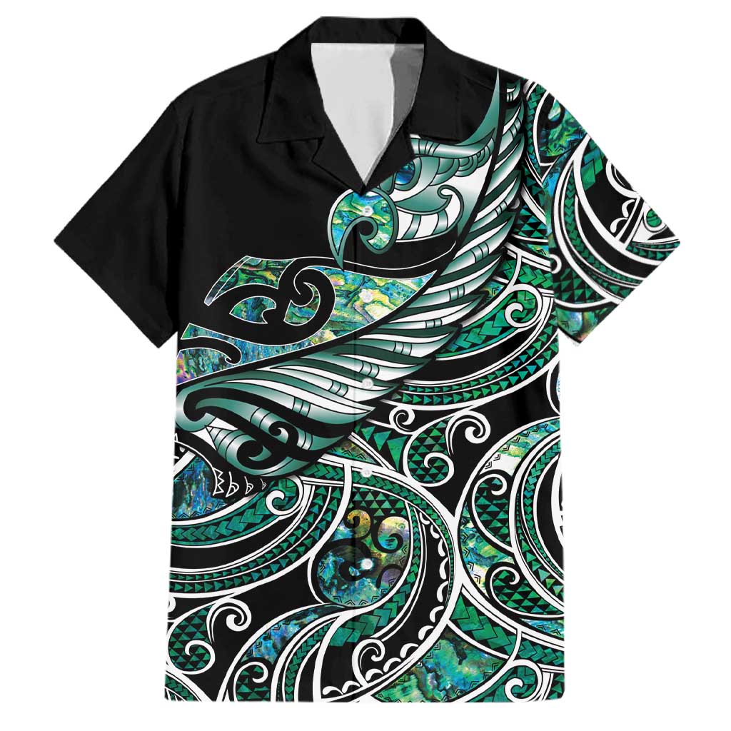 Maori Matariki - Manaia Family Matching Summer Maxi Dress and Hawaiian Shirt Emerald Paua Shell LT7 Dad's Shirt - Short Sleeve Green - Polynesian Pride