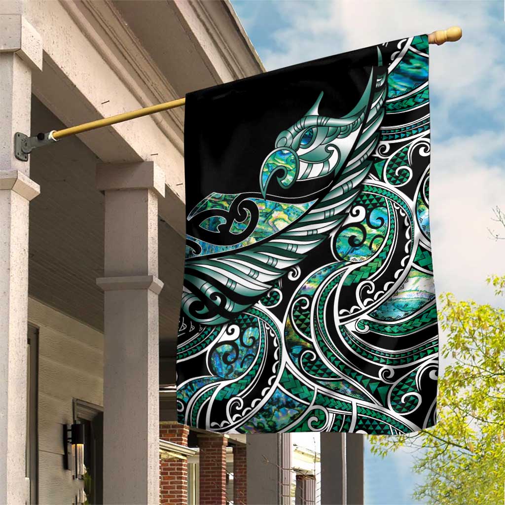 Maori Matariki - Manaia Garden Flag Emerald Paua Shell