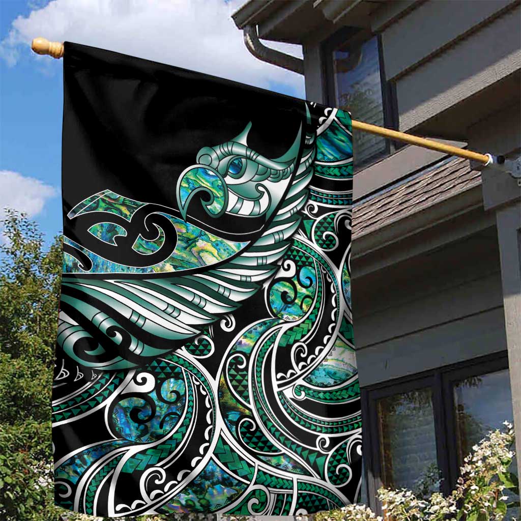 Maori Matariki - Manaia Garden Flag Emerald Paua Shell