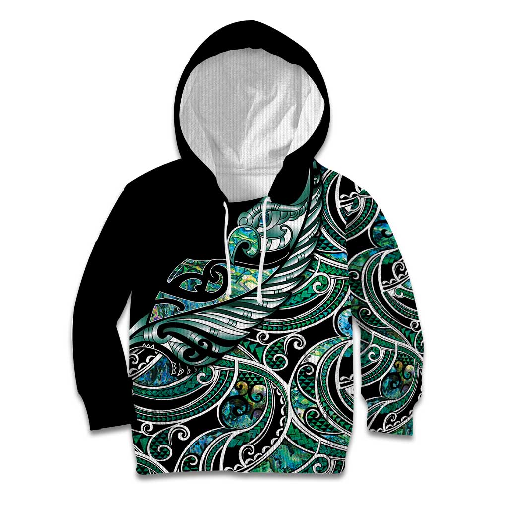 Maori Matariki - Manaia Kid Hoodie Emerald Paua Shell
