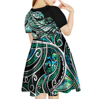 Maori Matariki - Manaia Kid Short Sleeve Dress Emerald Paua Shell