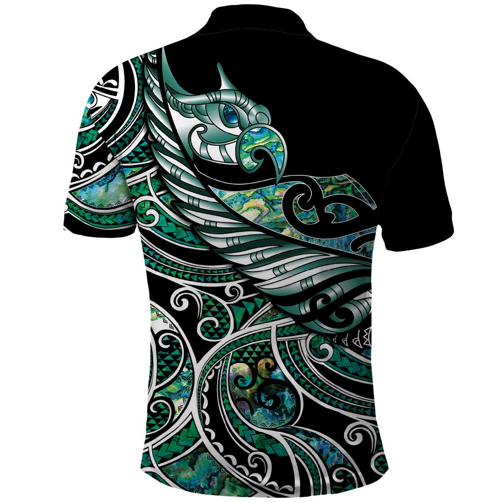 Maori Matariki - Manaia Polo Shirt Emerald Paua Shell LT7 - Polynesian Pride