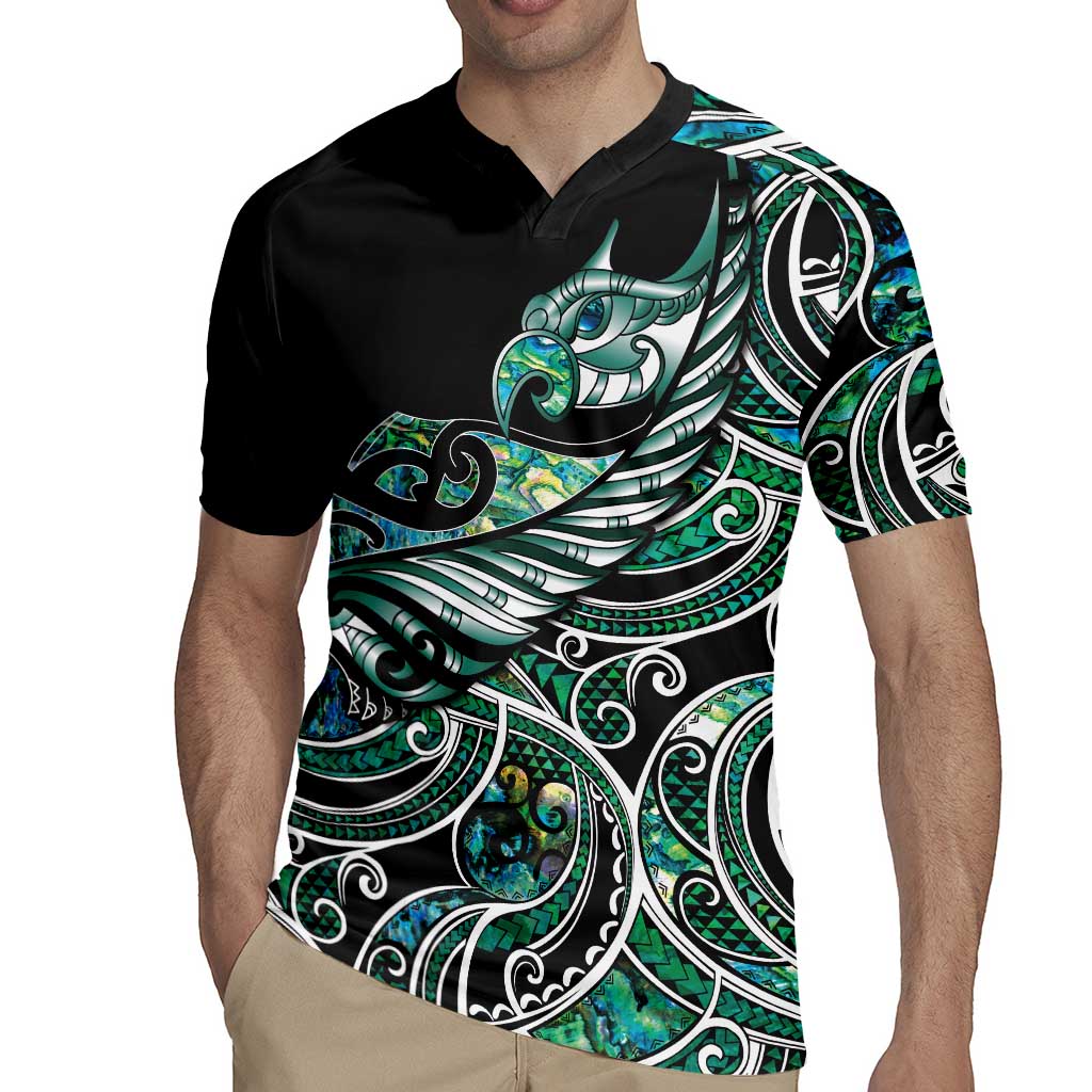 Maori Matariki - Manaia Rugby Jersey Emerald Paua Shell