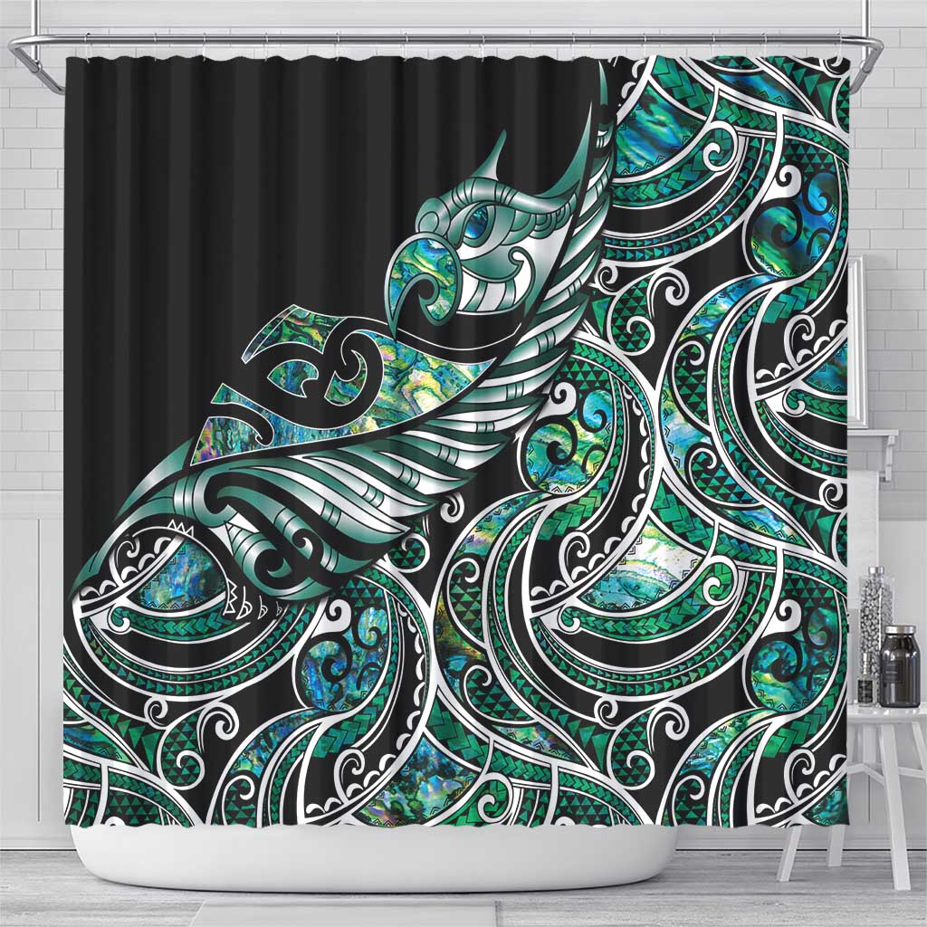 Maori Matariki - Manaia Shower Curtain Emerald Paua Shell LT7 - Polynesian Pride