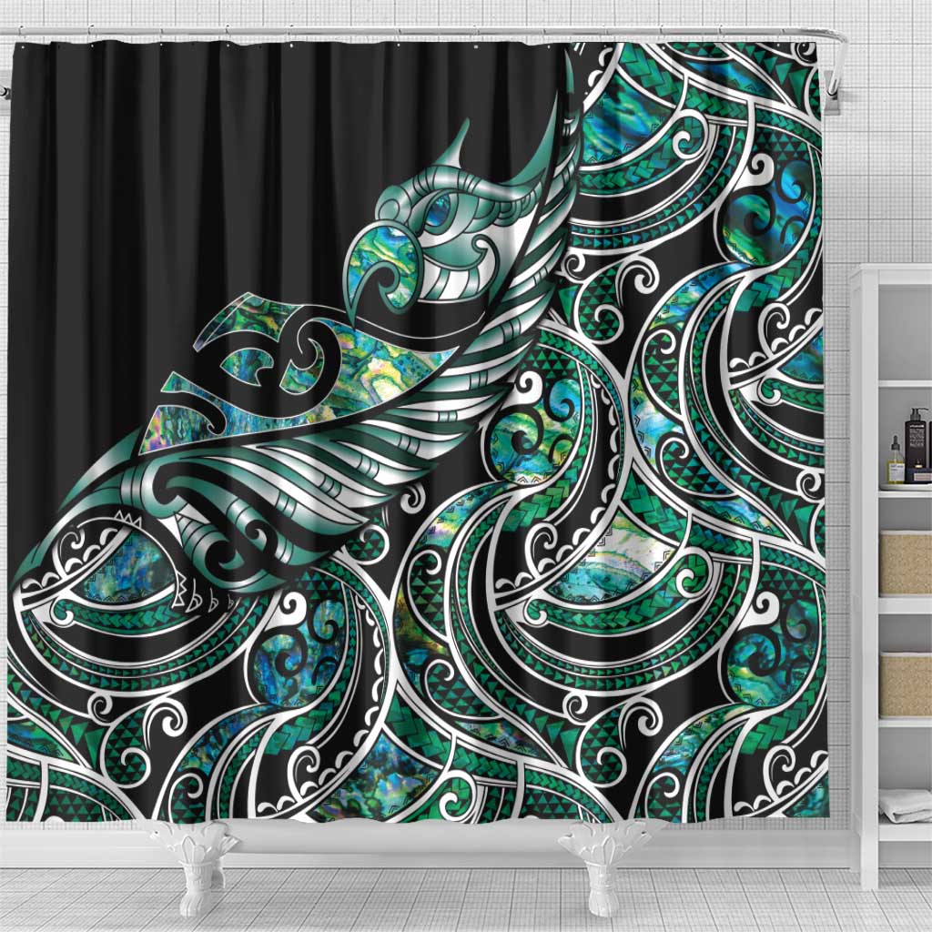 Maori Matariki - Manaia Shower Curtain Emerald Paua Shell LT7 - Polynesian Pride