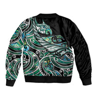 Maori Matariki - Manaia Sleeve Zip Bomber Jacket Emerald Paua Shell LT7 - Polynesian Pride