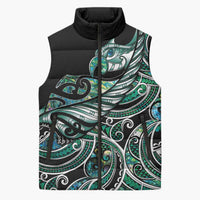 Maori Matariki - Manaia Sleeveless Puffer Jacket Emerald Paua Shell