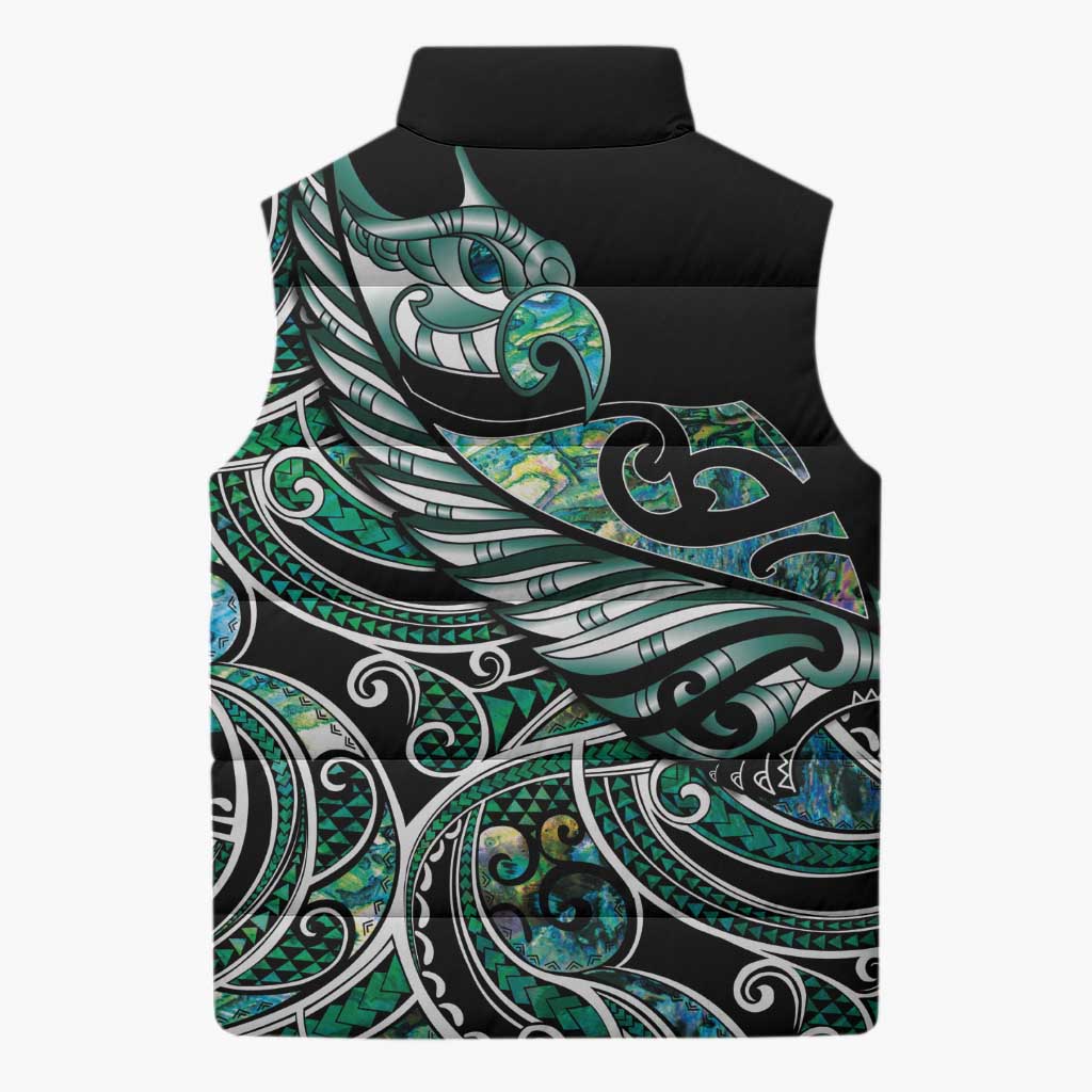Maori Matariki - Manaia Sleeveless Puffer Jacket Emerald Paua Shell