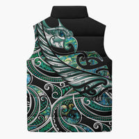 Maori Matariki - Manaia Sleeveless Puffer Jacket Emerald Paua Shell