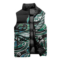 Maori Matariki - Manaia Sleeveless Puffer Jacket Emerald Paua Shell
