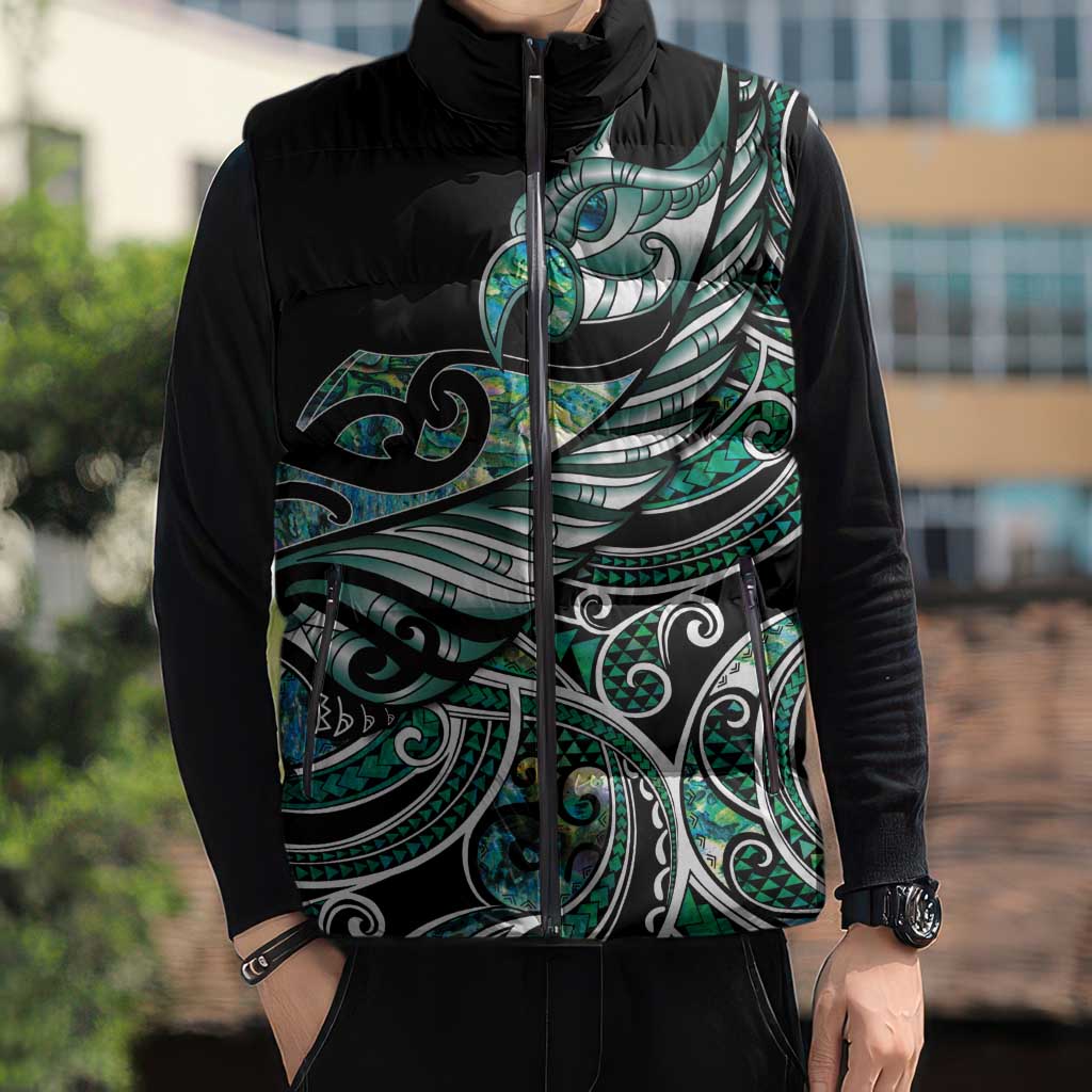 Maori Matariki - Manaia Sleeveless Puffer Jacket Emerald Paua Shell