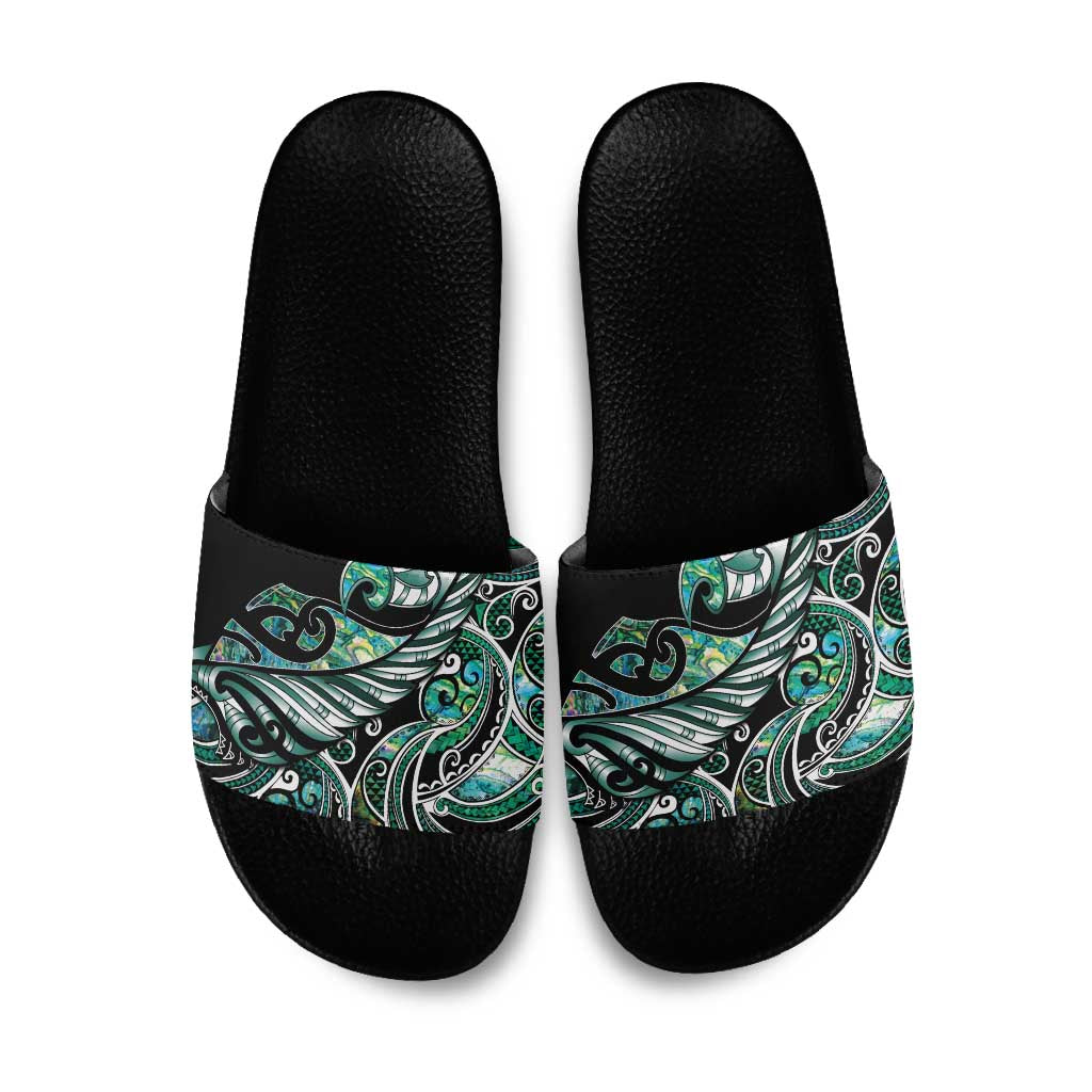 Maori Matariki - Manaia Slide Sandals Emerald Paua Shell