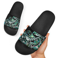 Maori Matariki - Manaia Slide Sandals Emerald Paua Shell