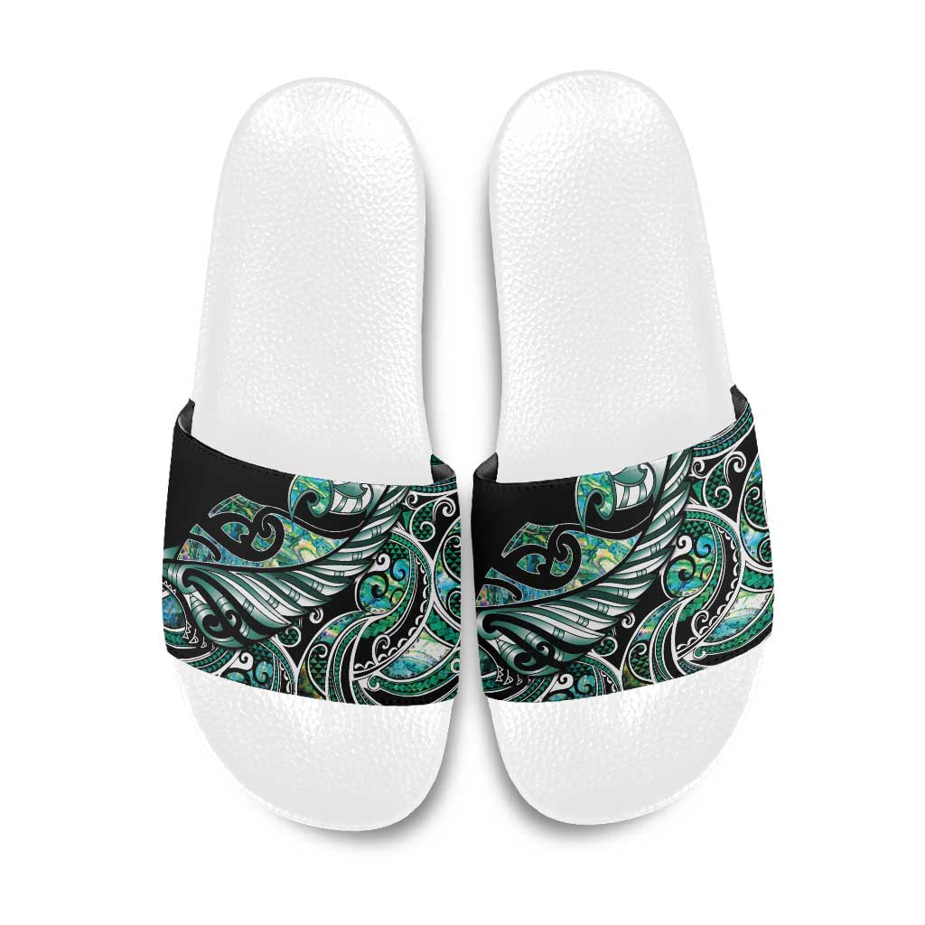 Maori Matariki - Manaia Slide Sandals Emerald Paua Shell