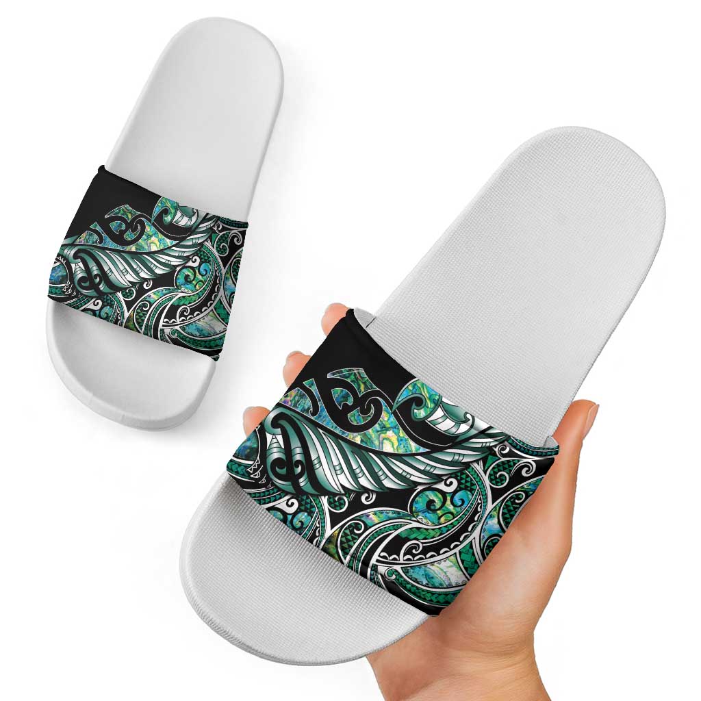 Maori Matariki - Manaia Slide Sandals Emerald Paua Shell