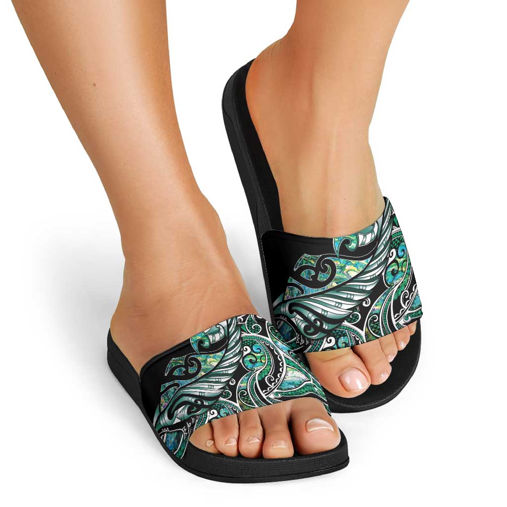 Maori Matariki - Manaia Slide Sandals Emerald Paua Shell