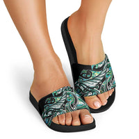 Maori Matariki - Manaia Slide Sandals Emerald Paua Shell