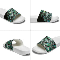 Maori Matariki - Manaia Slide Sandals Emerald Paua Shell