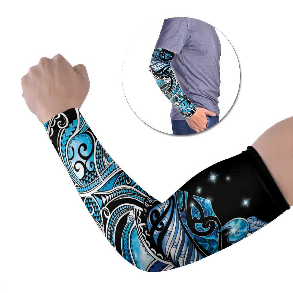 Maori Matariki - Manaia Arm Sleeves Galaxy Blue Paua Shell