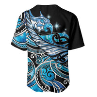 Maori Matariki - Manaia Baseball Jersey Galaxy Blue Paua Shell