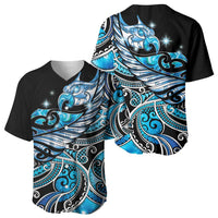 Maori Matariki - Manaia Baseball Jersey Galaxy Blue Paua Shell