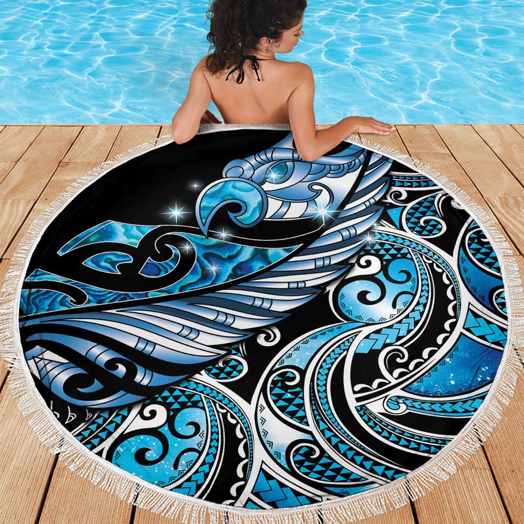 Maori Matariki - Manaia Beach Blanket Galaxy Blue Paua Shell