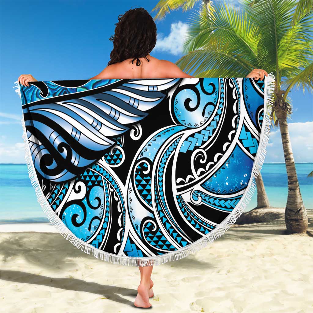 Maori Matariki - Manaia Beach Blanket Galaxy Blue Paua Shell