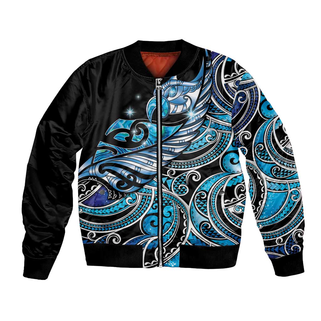 Maori Matariki - Manaia Bomber Jacket Galaxy Blue Paua Shell