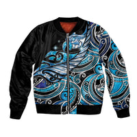 Maori Matariki - Manaia Bomber Jacket Galaxy Blue Paua Shell
