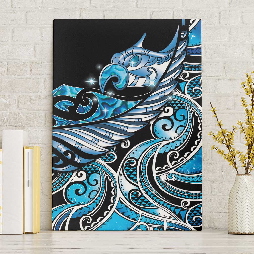 Maori Matariki - Manaia Canvas Wall Art Galaxy Blue Paua Shell