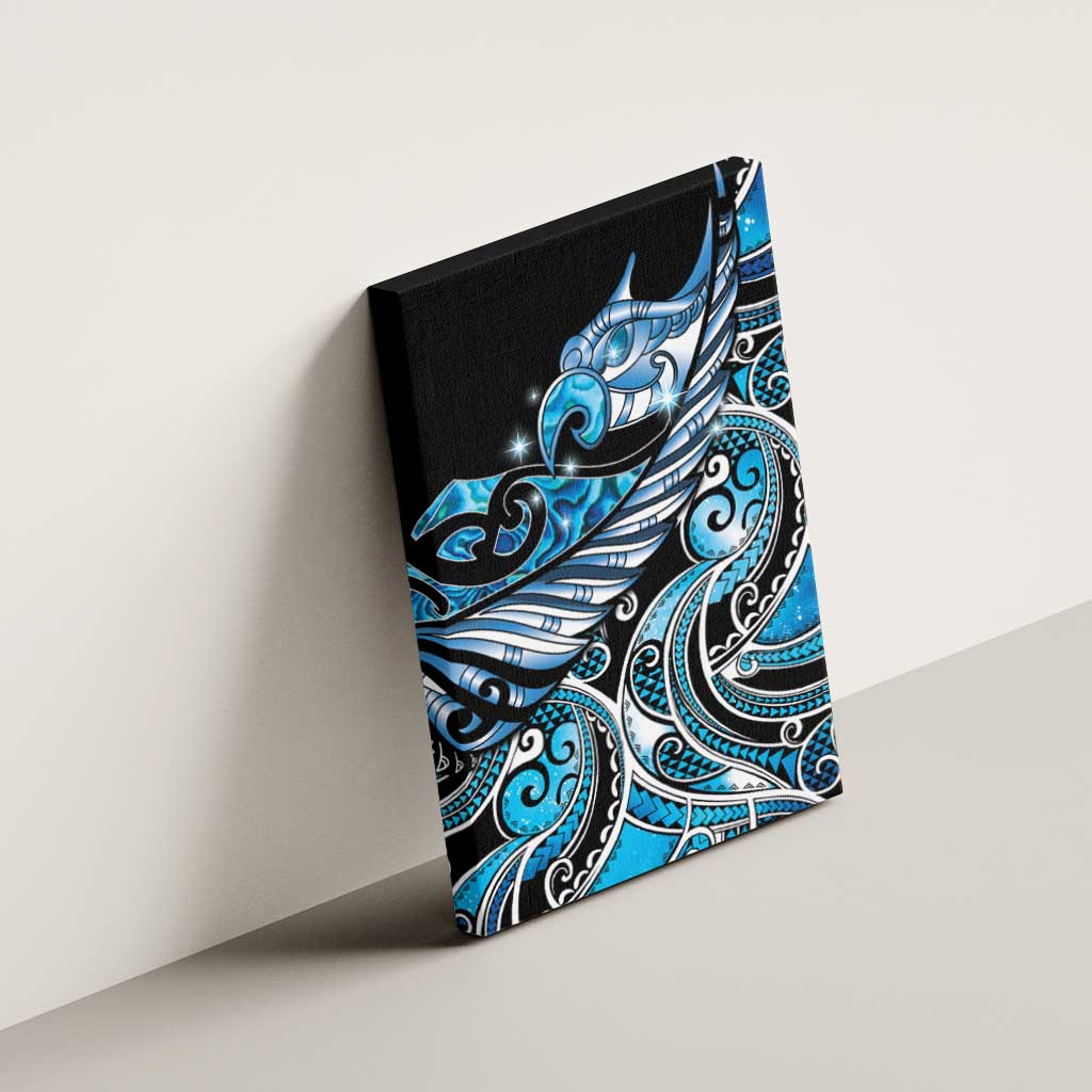 Maori Matariki - Manaia Canvas Wall Art Galaxy Blue Paua Shell