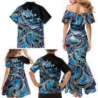 Maori Matariki - Manaia Family Matching Mermaid Dress and Hawaiian Shirt Galaxy Blue Paua Shell LT7 - Polynesian Pride