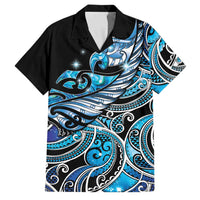 Maori Matariki - Manaia Family Matching Mermaid Dress and Hawaiian Shirt Galaxy Blue Paua Shell LT7 Dad's Shirt - Short Sleeve Blue - Polynesian Pride