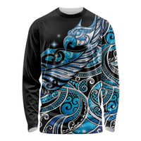 Maori Matariki - Manaia Long Sleeve Shirt Galaxy Blue Paua Shell