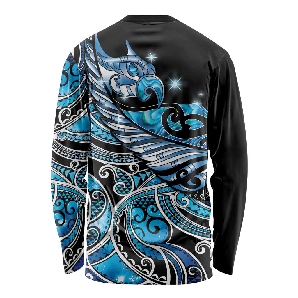 Maori Matariki - Manaia Long Sleeve Shirt Galaxy Blue Paua Shell