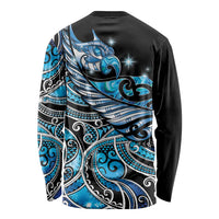 Maori Matariki - Manaia Long Sleeve Shirt Galaxy Blue Paua Shell