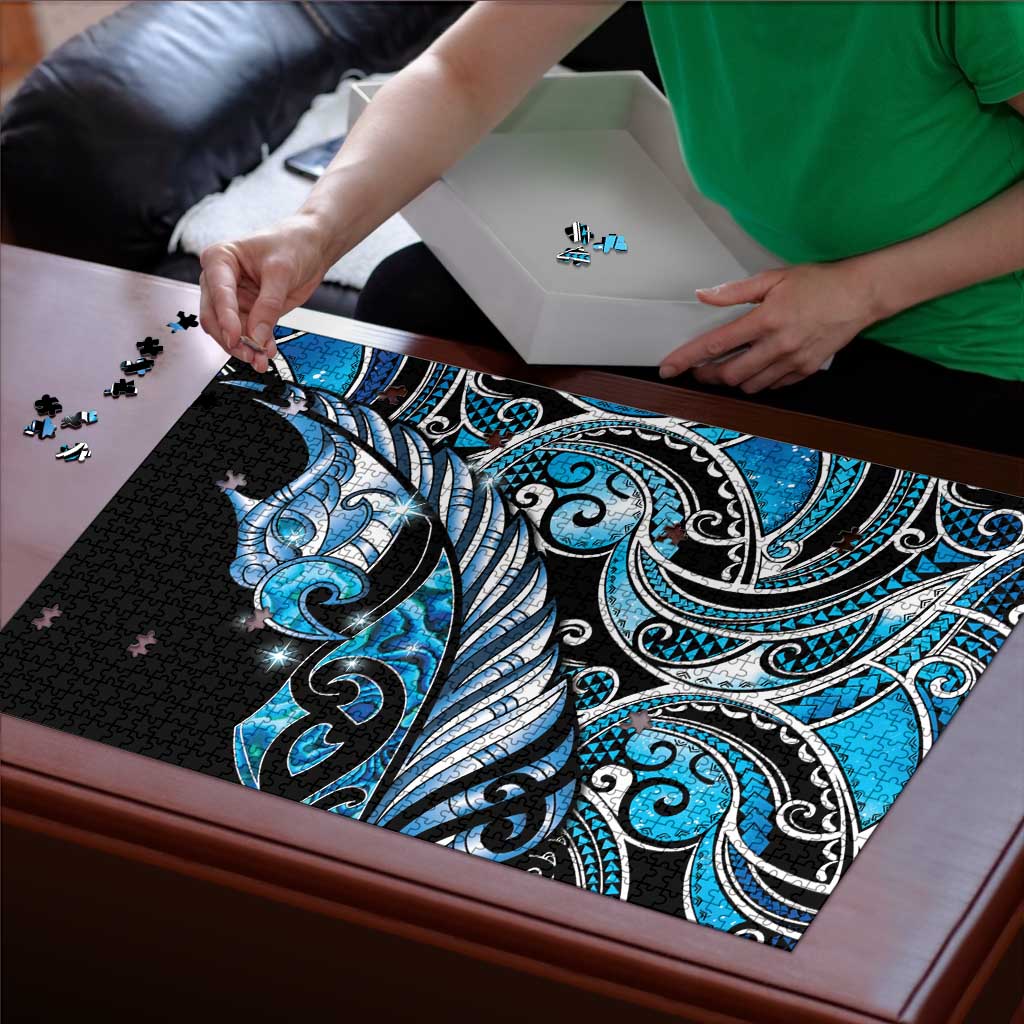 Maori Matariki - Manaia Puzzle Galaxy Blue Paua Shell