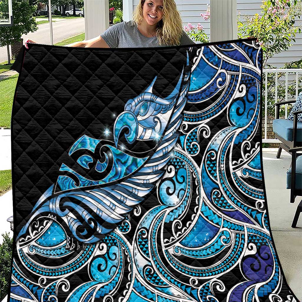 Maori Matariki - Manaia Quilt Galaxy Blue Paua Shell