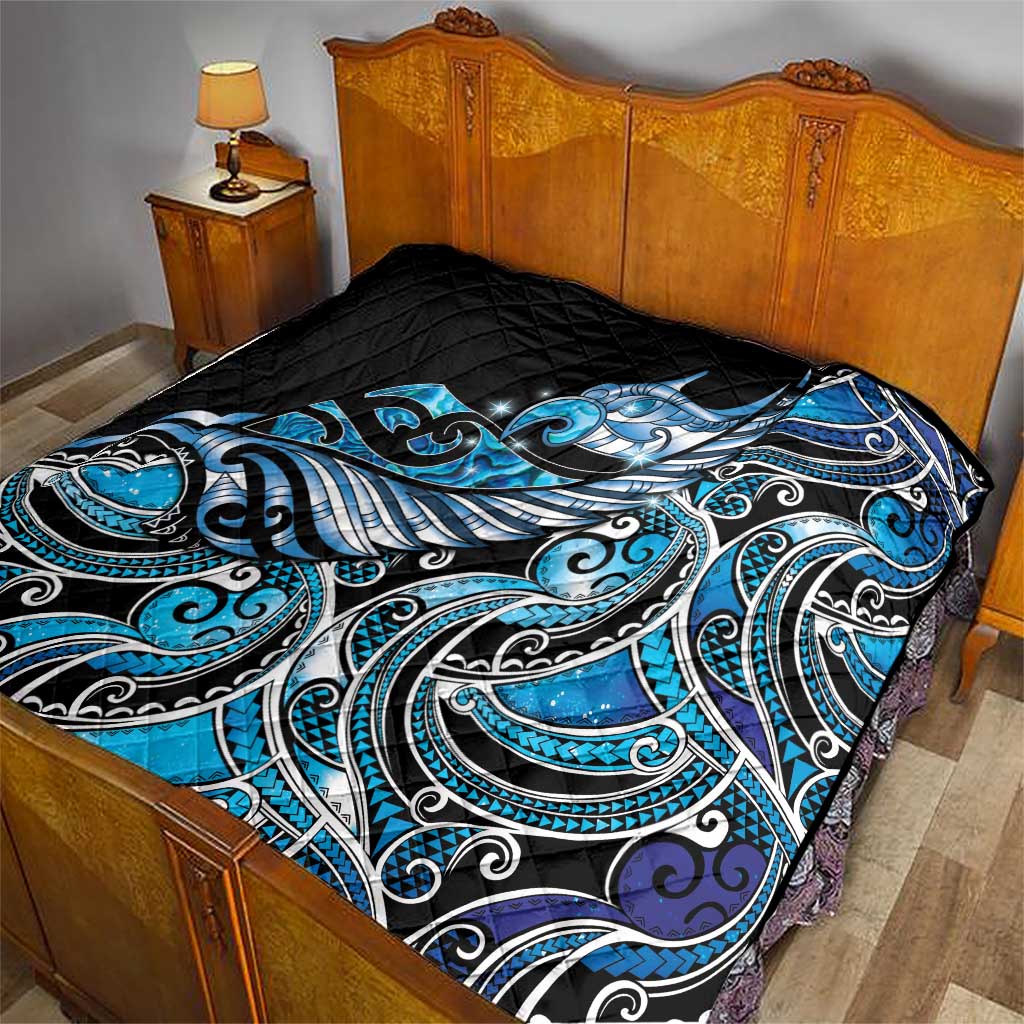 Maori Matariki - Manaia Quilt Galaxy Blue Paua Shell