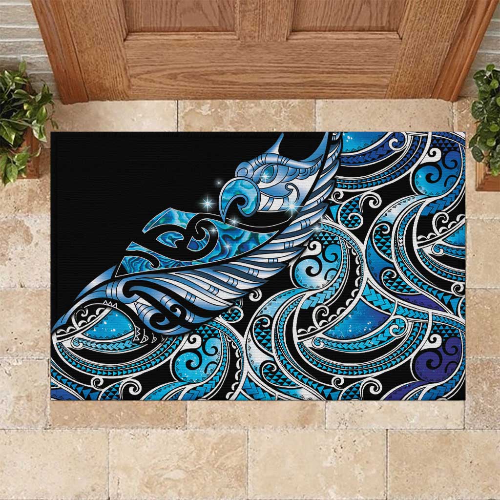 Maori Matariki - Manaia Rubber Doormat Galaxy Blue Paua Shell