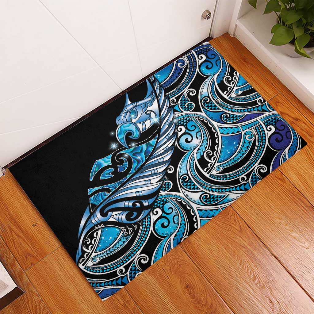 Maori Matariki - Manaia Rubber Doormat Galaxy Blue Paua Shell