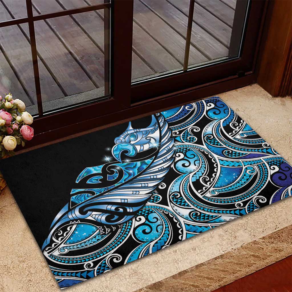 Maori Matariki - Manaia Rubber Doormat Galaxy Blue Paua Shell