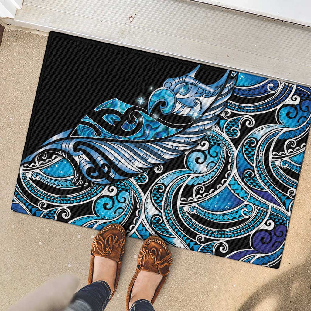 Maori Matariki - Manaia Rubber Doormat Galaxy Blue Paua Shell