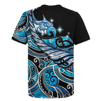 Maori Matariki - Manaia Rugby Jersey Galaxy Blue Paua Shell