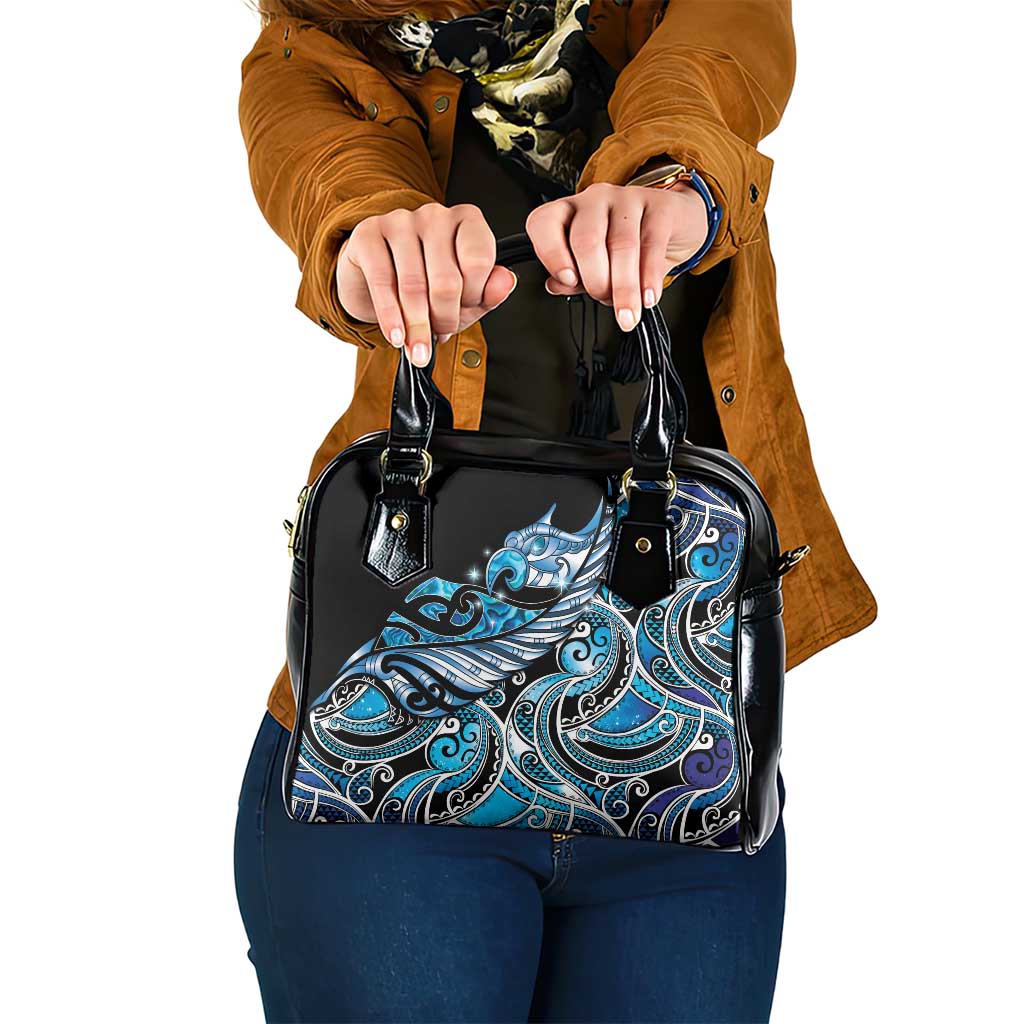 Maori Matariki - Manaia Shoulder Handbag Galaxy Blue Paua Shell LT7 One Size Blue - Polynesian Pride