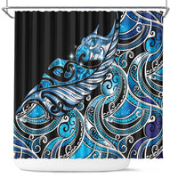 Maori Matariki - Manaia Shower Curtain Galaxy Blue Paua Shell