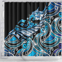 Maori Matariki - Manaia Shower Curtain Galaxy Blue Paua Shell